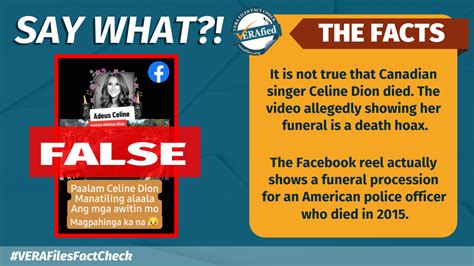 cfake celine dion|VERA FILES FACT CHECK: Celine Dion NOT dead.